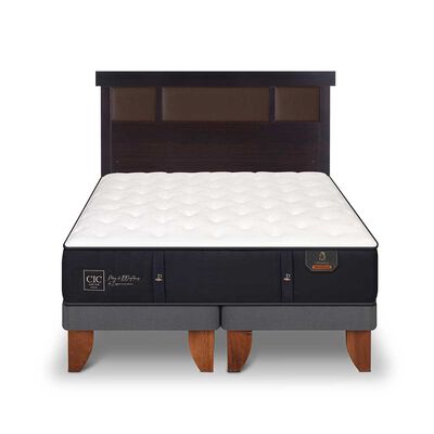 Cama Europea CIC Base Dividida 2 Plazas Premium + Respaldo New Dublin Chocolate