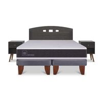 Cama Europea CIC Base Dividida 2 Plazas Ortopedic + Respaldo + 2 Veladores Gales