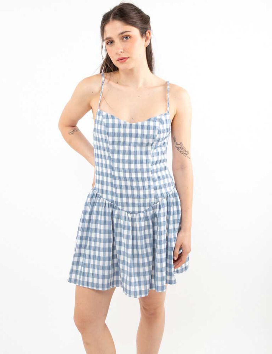 Vestido Tartán Corto Sin Mangas Mujer Icono