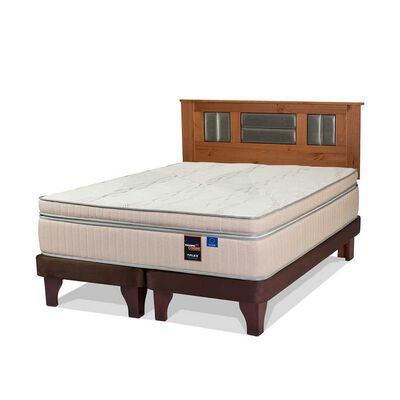 Cama Europea Flex Base Dividida King Máximo Cobre + Respaldo Lorraine