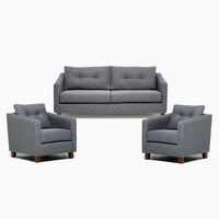 Juego de Living Barra Design Elena Sofá 3 Cuerpos + Dos Sillones 1 Cuerpo Gris