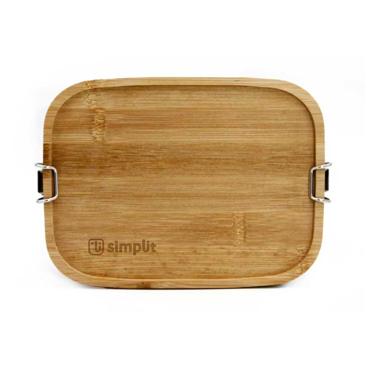 Tupper de Acero Inoxidable Tapa Madera Simplit Blanco 800 ml