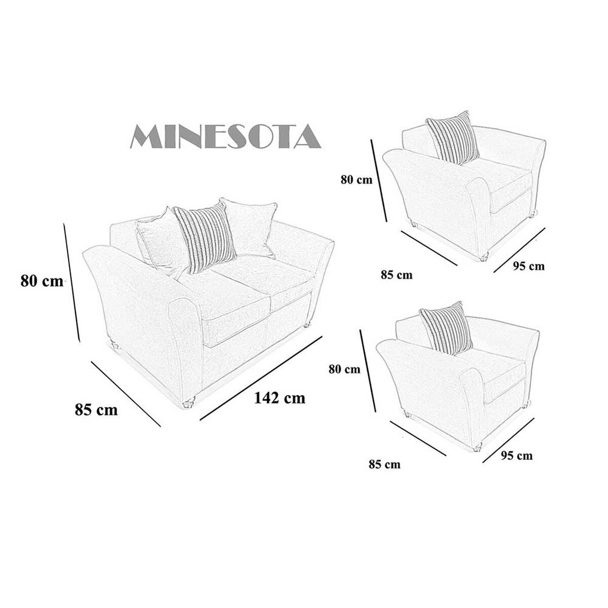 Juego de Living Elegant Detail Minesota Sofá 2 Cuerpos + Dos Sillones 1 Cuerpo Café
