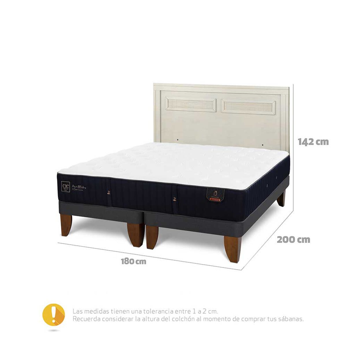 Cama Europea CIC Base Dividida King Premium + Respaldo Milan Alpino