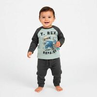 Polera Manga Larga Bebo Chess Baby Arena, Calipso, Celeste, Gris Mel