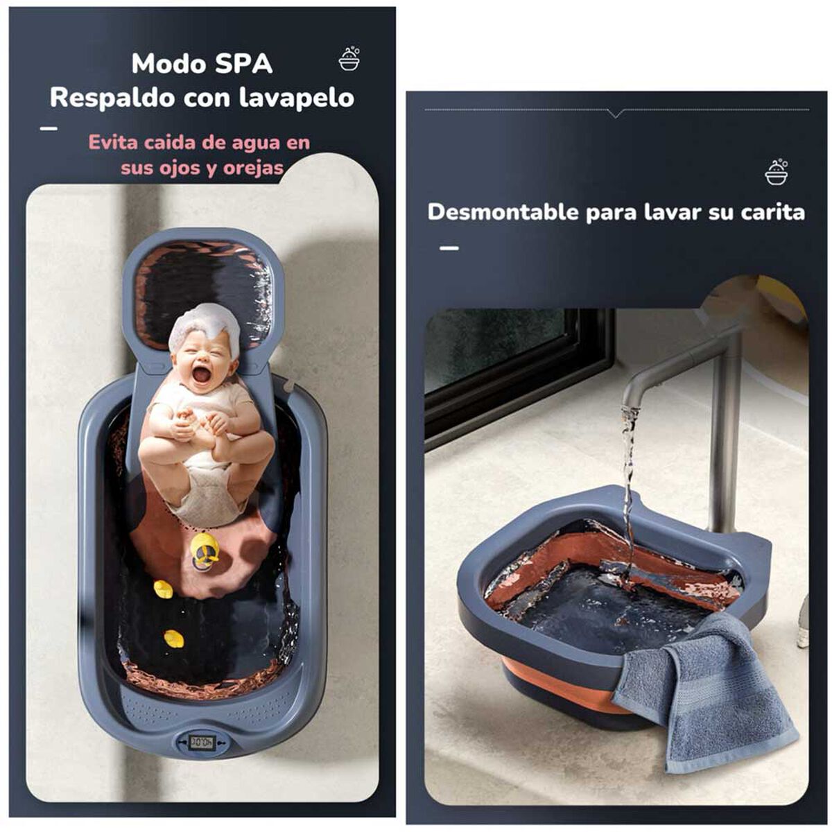 Bañera Premium con Lavapelo y Accesorios Lubabycas Rosada