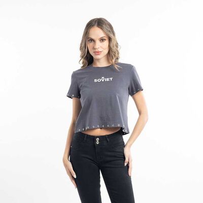 Polera Con Estampado Manga Corta Mujer Soviet