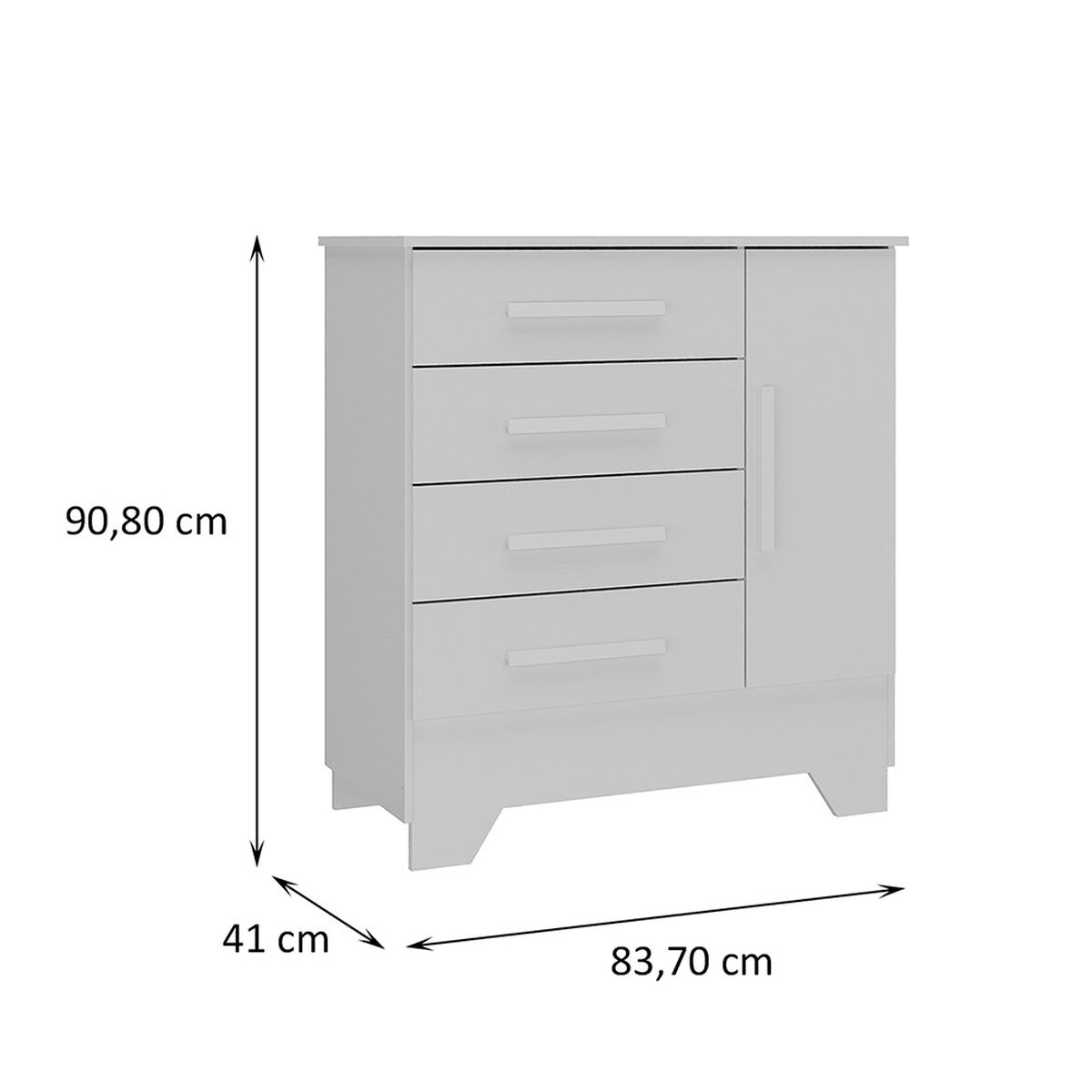 C&oacute;moda Di Poretti Design Catavento 4 Cajones 1 Puerta Blanco