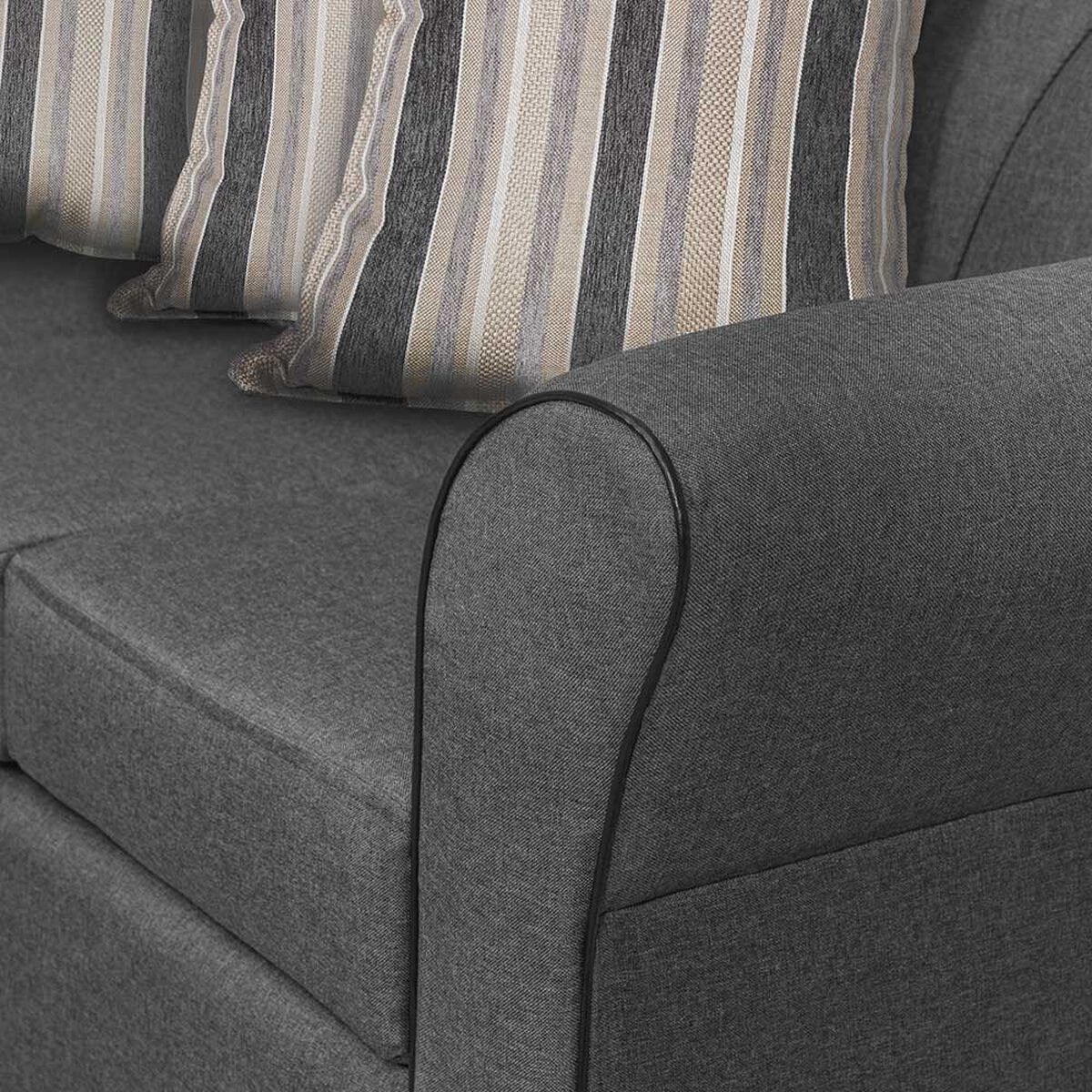 Sofá Innovamuebles Ducal Tela 3 Cuerpos Gris Oscuro