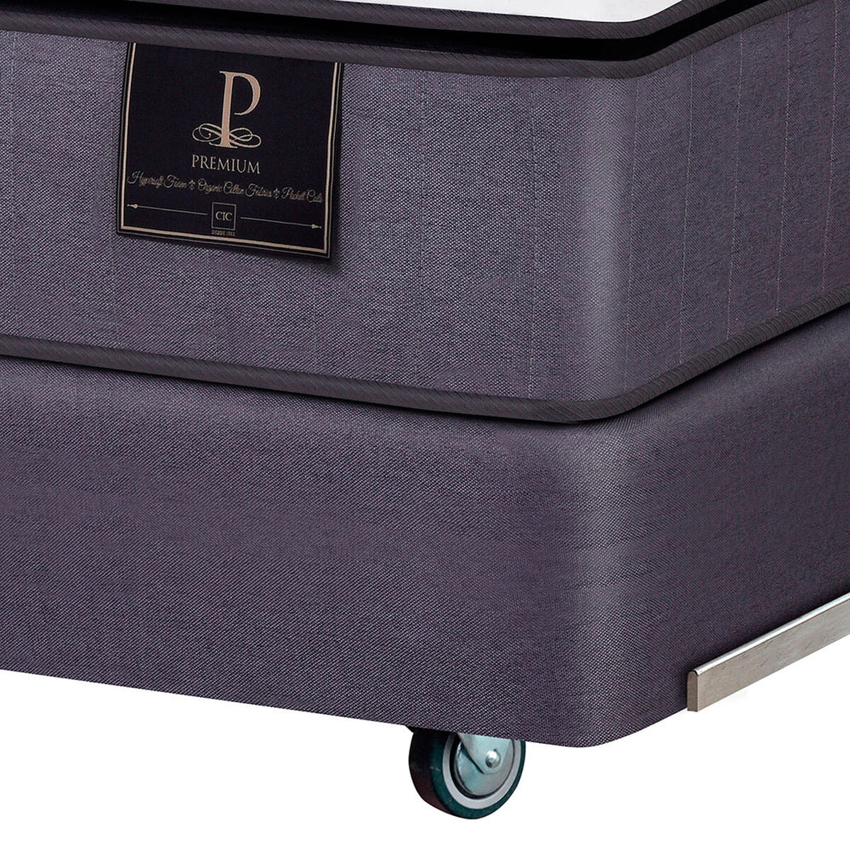 Box Spring Premium CIC 2 Pl Div + Set Maderas + Textil