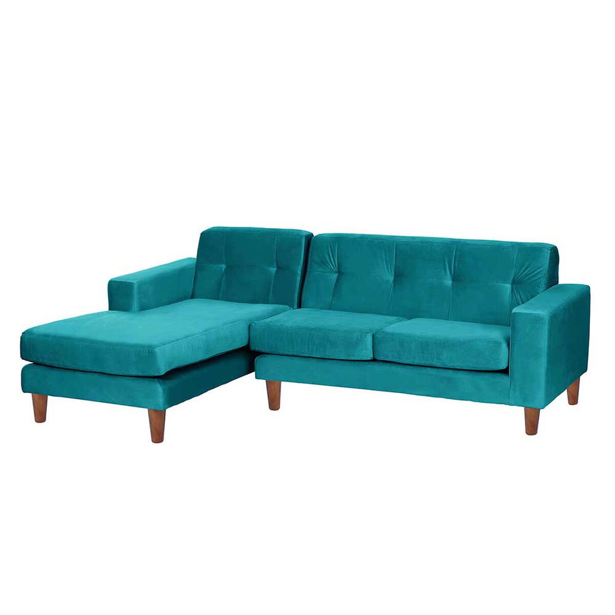 Sofá Seccional Izquierdo Latam Home Salermo Tela Velvet 3 Cuerpos Turquesa