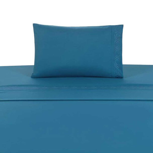 Juego de Sábanas Illusions 1,5 Plazas Bordada Midnight Azul