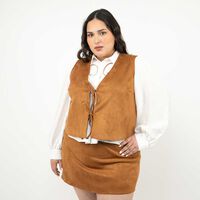 Blazer Gillet Terciopelo Plush Mujer Extralindas Cafe