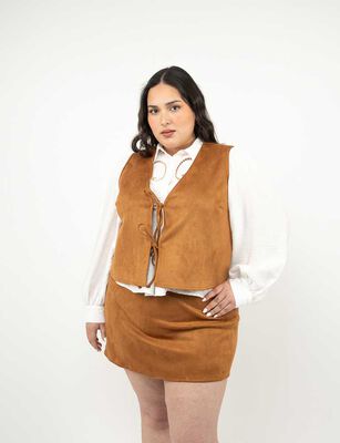Imagen 1 del producto Blazer Gillet Terciopelo Plush Mujer Extralindas Cafe