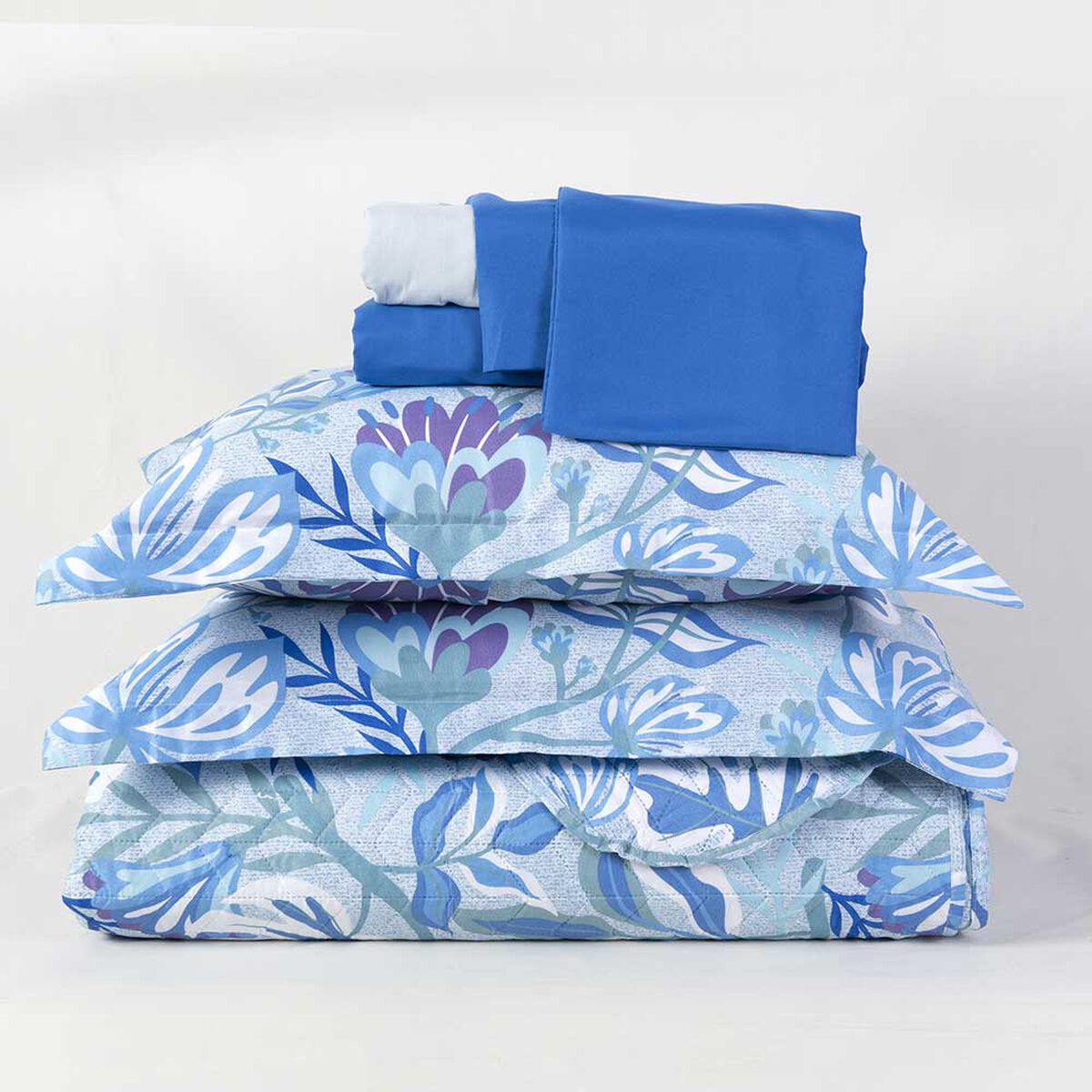 Set Cubrecama + Juego de Sábanas Mashini 2 Plazas Aloe