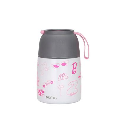 Termo Comida UMA Barbie Fun + Cuchara 450ml Acero Inox Blanco