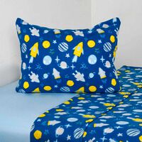 Sábana de polar American Family 1,5 Plazas Planetas Azul