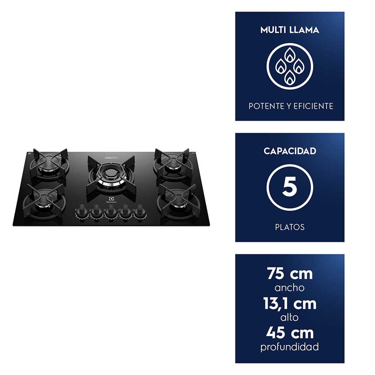 Encimera a Gas Electrolux 5 Quemadores KE5GC