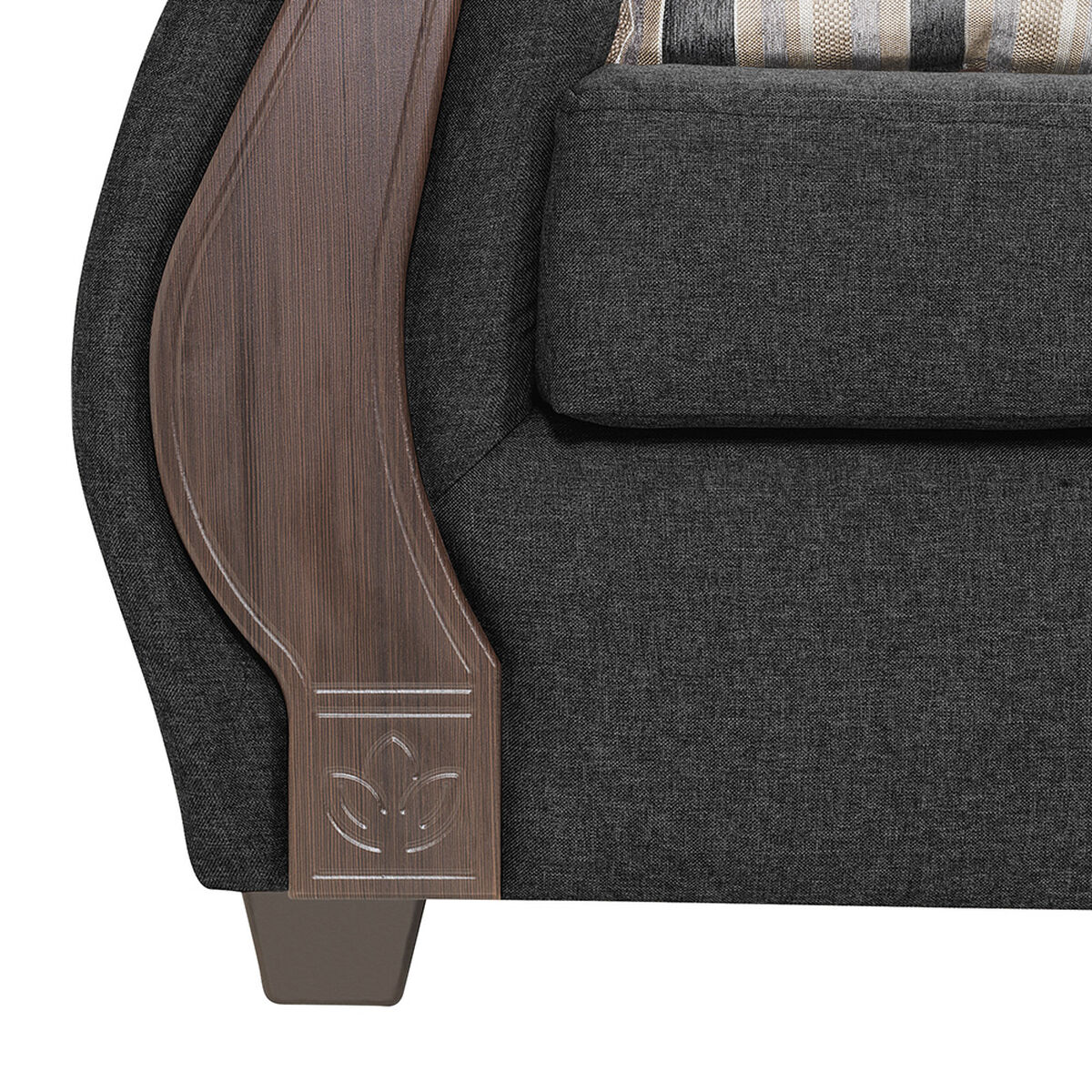 Juego de Living Innovamuebles New Bugambilia Sofá 3 Cuerpos + Dos Sillones 1 Cuerpo Gris Oscuro