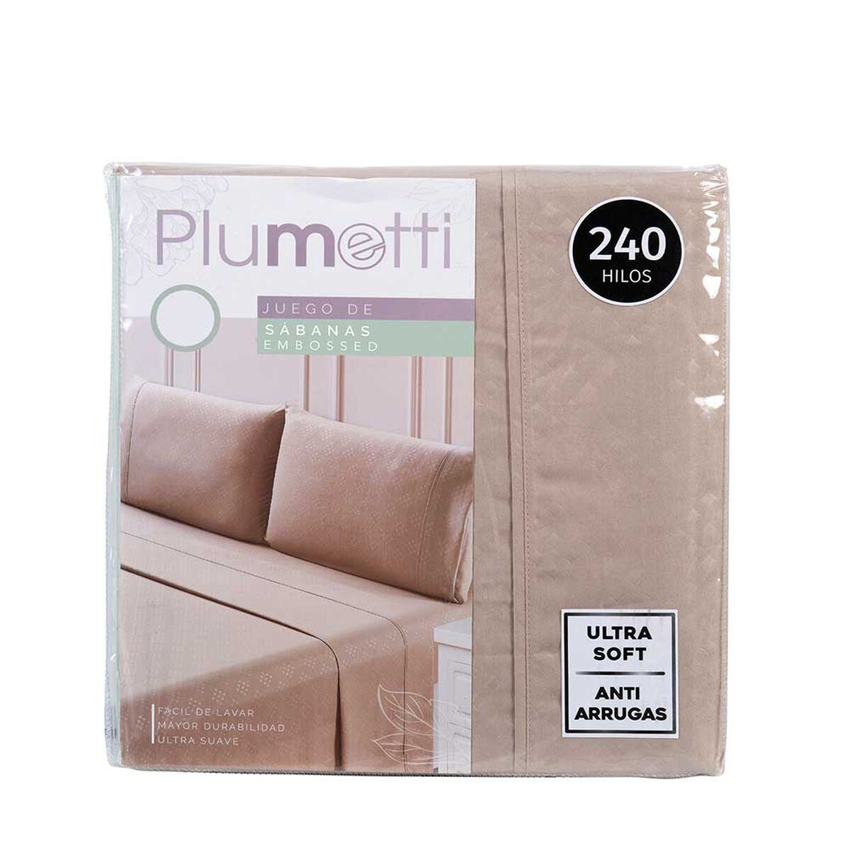 Juego de Sábanas Embossed Plumetti 1,5 Plazas Mimosa Arena