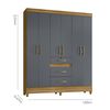 Closet Di Poretti Itatiba 6 Puertas 3 Cajones Café y Gris