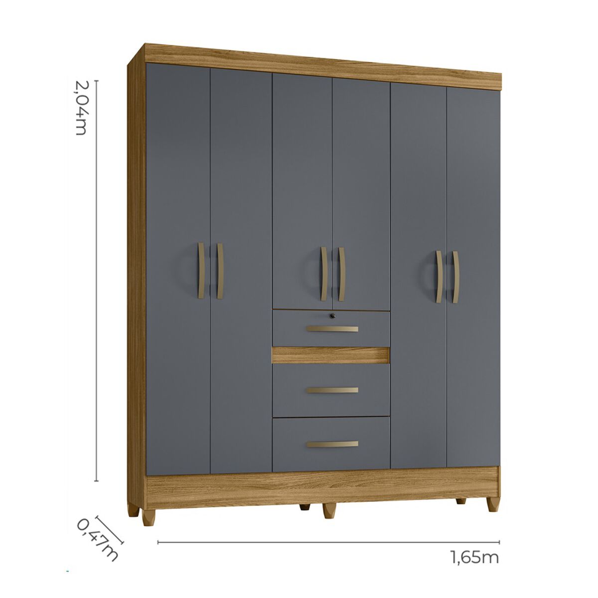 Closet Di Poretti Itatiba 6 Puertas 3 Cajones Café y Gris