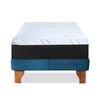 Cama Europea Latam Home 1,5 Plazas Zen Top Spring Hybrid Velvet Azul Petr&oacute;leo