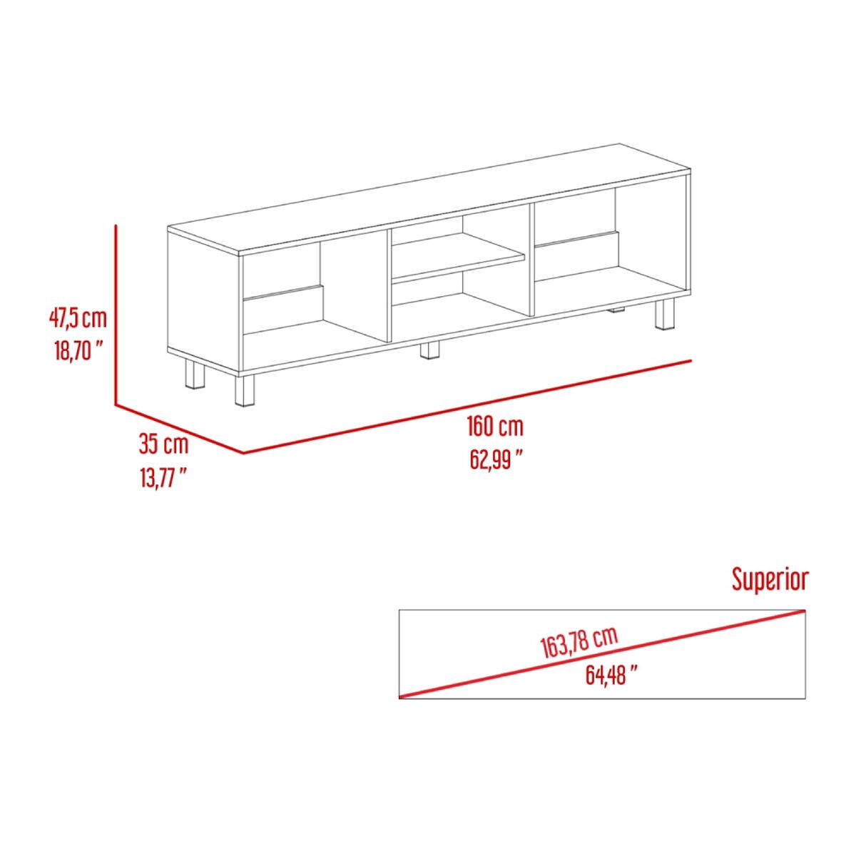 Rack TV TuHome Tunez 70" Wengue