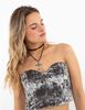 Blusa Strapless Crop Terciopelo Plush Mujer Icono
