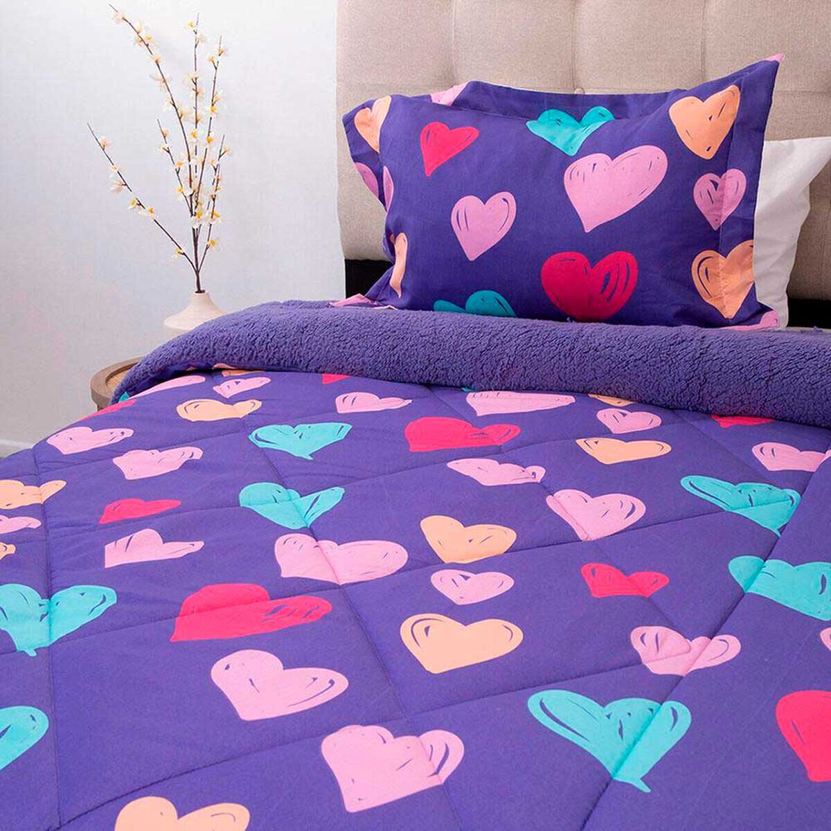 Plum&oacute;n Doral 1,5 Plazas Kids Corazones