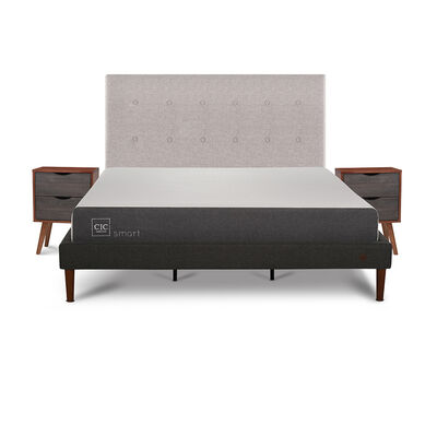 CIC Cama Europea CIC King Smart + Respaldo Tigris + 2 Veladores