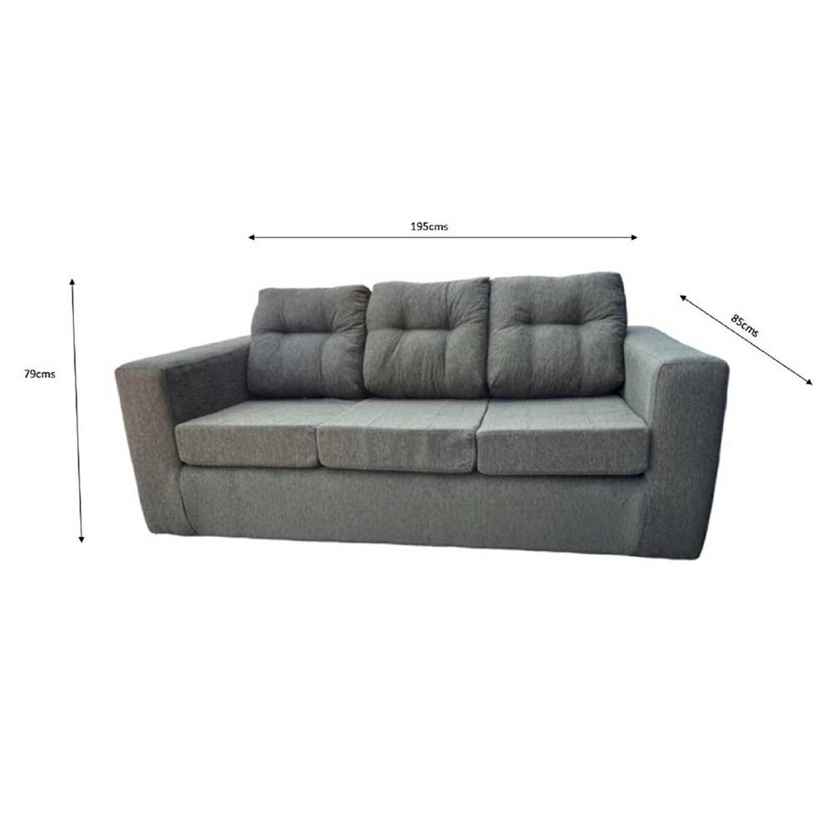 Juego de Living Kea Nize Sofá 3 Cuerpos + Dos Pouf Tela Verde Menta