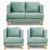 Juego de Living Barra Design Larisa Sofá 2 Cuerpos + Dos Sillones 1 Cuerpo Verde Claro