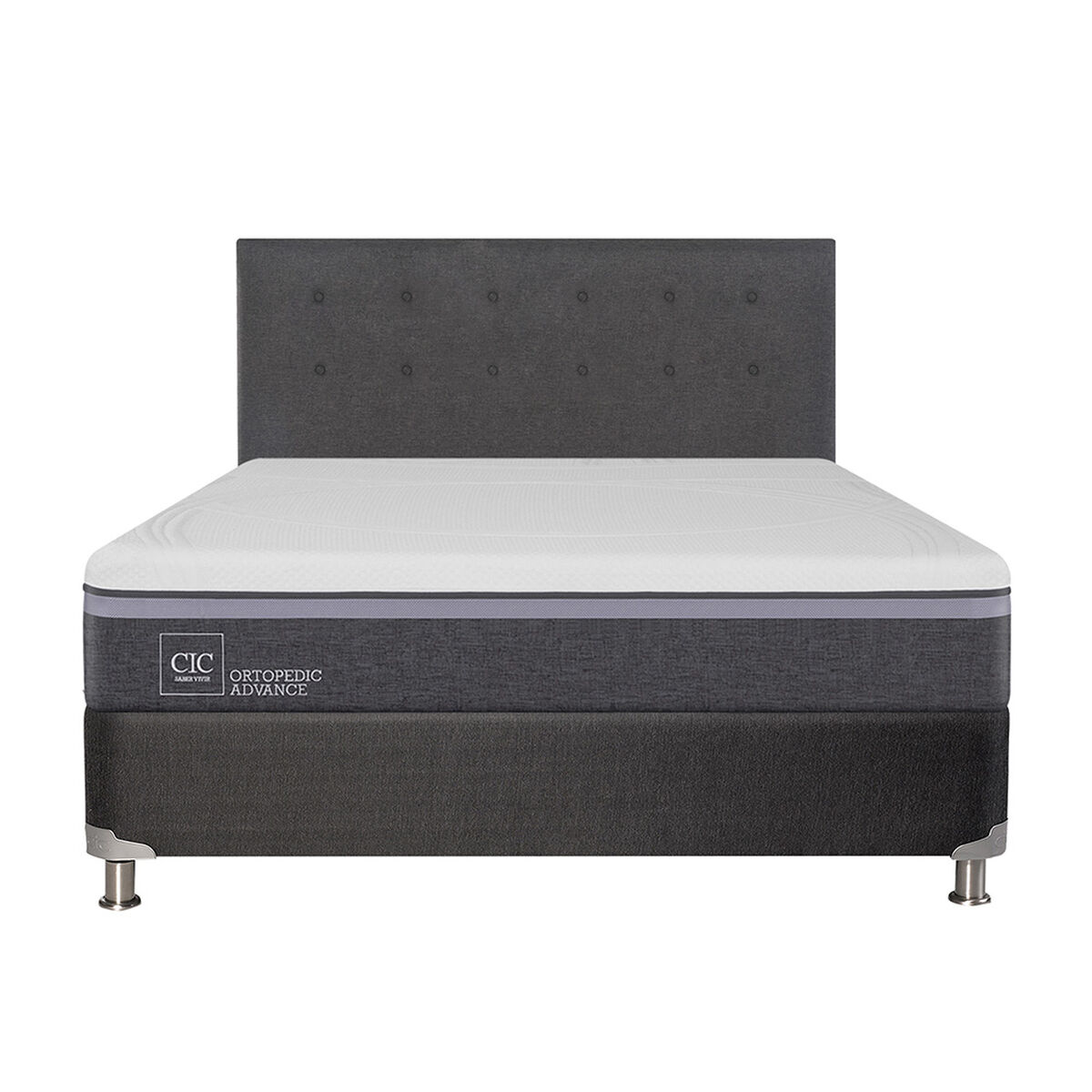 Box Spring CIC 2 Plazas Ortopedic Advance + Respaldo Eufrates