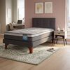 Cama Europea Flex 1,5 Plazas Dream Pocket Box + Respaldo Royal Grafito + Velador Rock