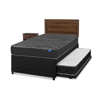 Cama Nido Flex 1,5 Plazas Black + Respaldo +  Velador Asturias
