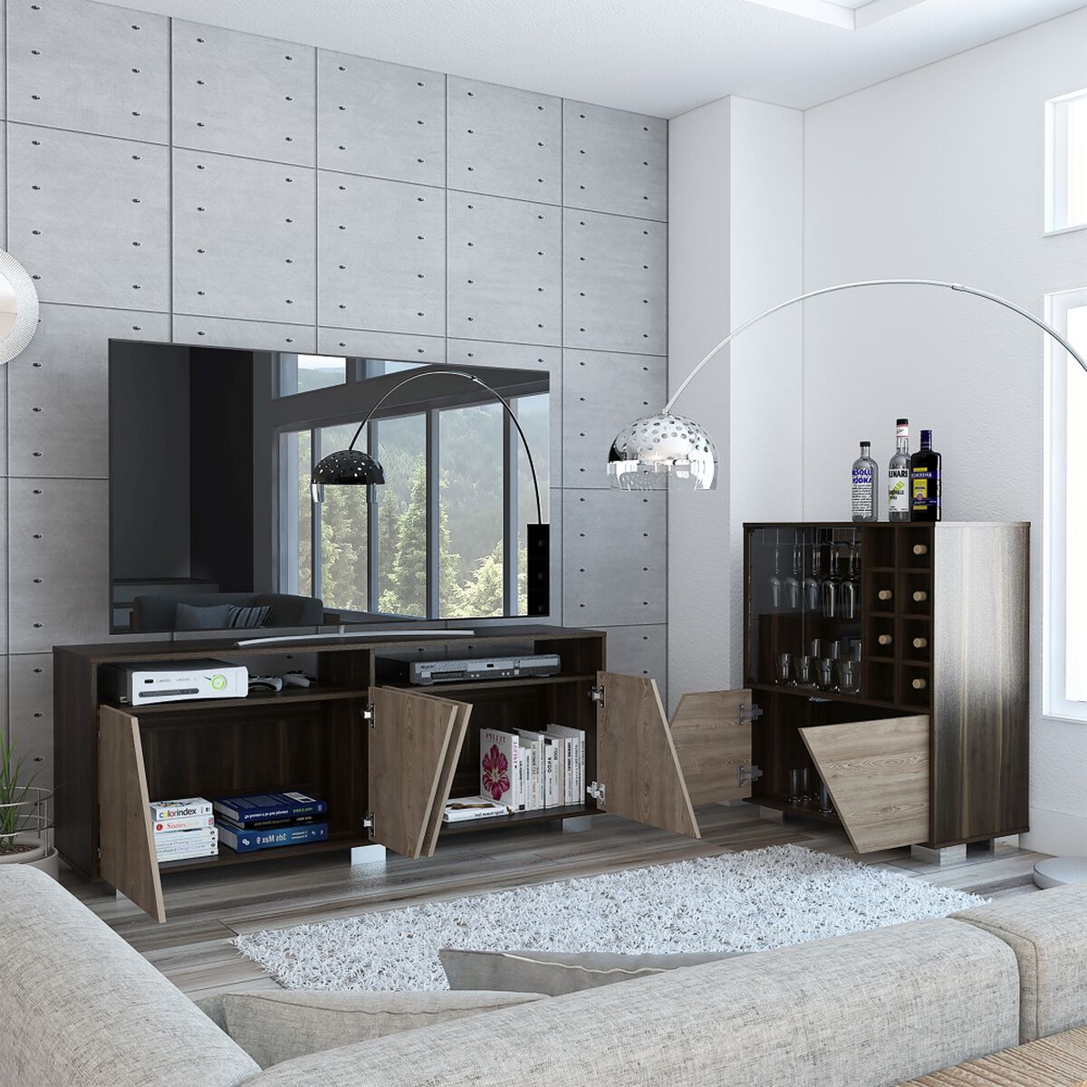 Rack TV Hasta 70" + Bar TuHome Fraktal