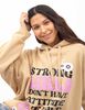 Polerón Hoodie Con Estampado Oversized Mujer Icono