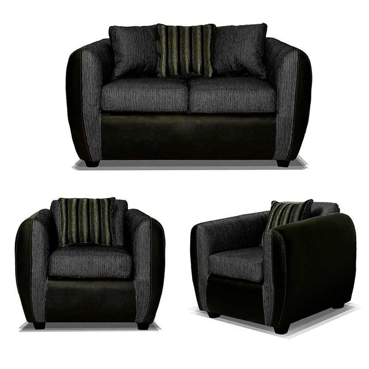 Juego de Living Elegant Detail Oklahoma Sof&aacute; 2 Cuerpos + Dos Sillones 1 Cuerpo Gris Oscuro