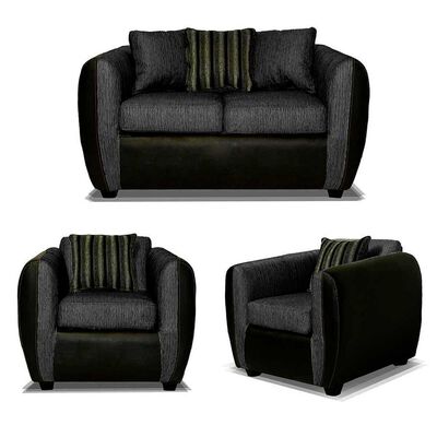 Imagen 1 del producto Juego de Living Elegant Detail Oklahoma Sofá 2 Cuerpos + Dos Sillones 1 Cuerpo Gris Oscuro