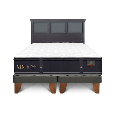 Cama Europea CIC Base Dividida 2 Plazas Grand Premium + Respaldo Torino Negro