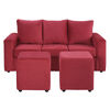 Sofá Bodevir Kendy 3 Cuerpos + Dos Pouf Cali Rojo