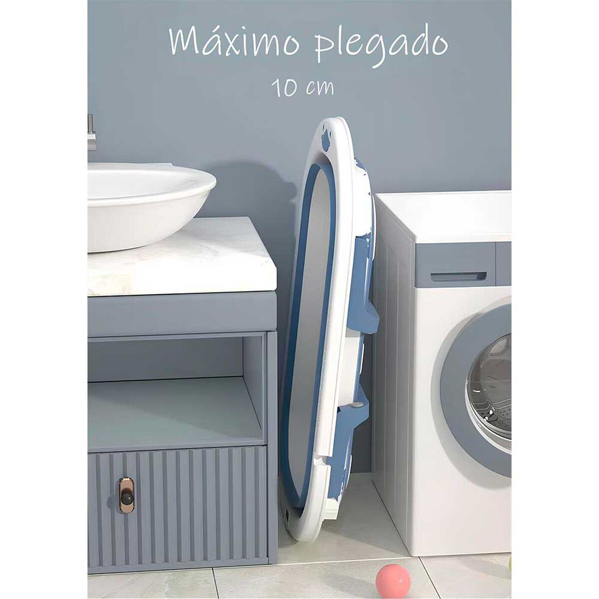 Bañera Plegable con Termómetro Cojin y más Accesorios Rosada