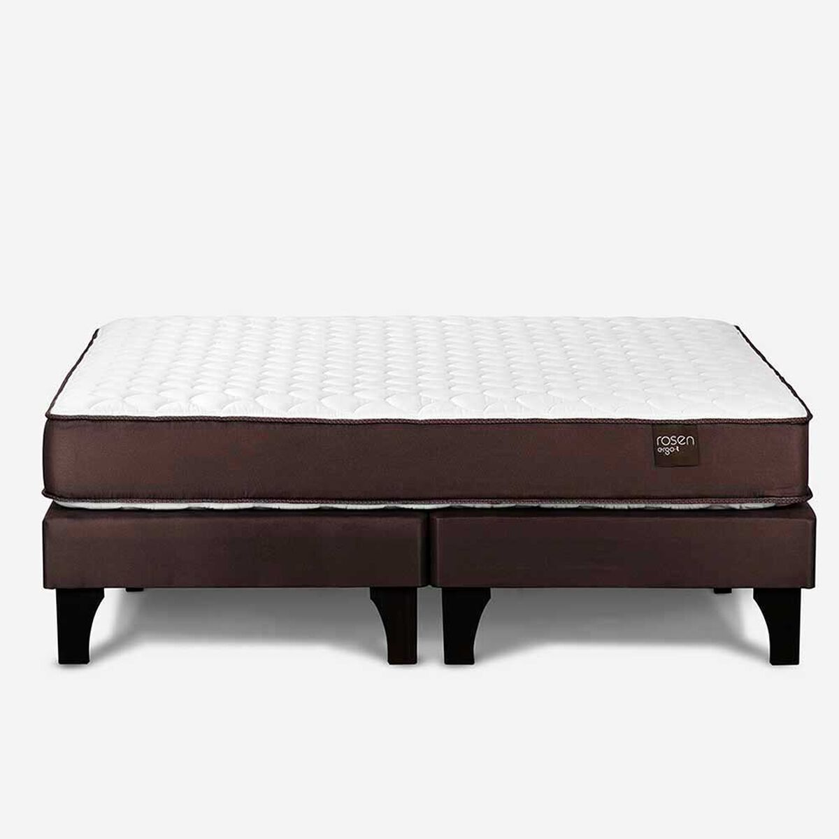 Combo Cama Europea Rosen Base Dividida 2 Plazas Ergo T + Respaldo + 2 Veladores Dreams Treliza Gris + Pack Almohadas Celta Imperial Soft