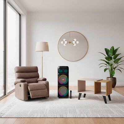 Combo Bergere Casanova Bark Caf&eacute; + Mesa de Centro Mademovel Grafito Miel + Parlante Bluetooth Blik Light Up 700 Negro