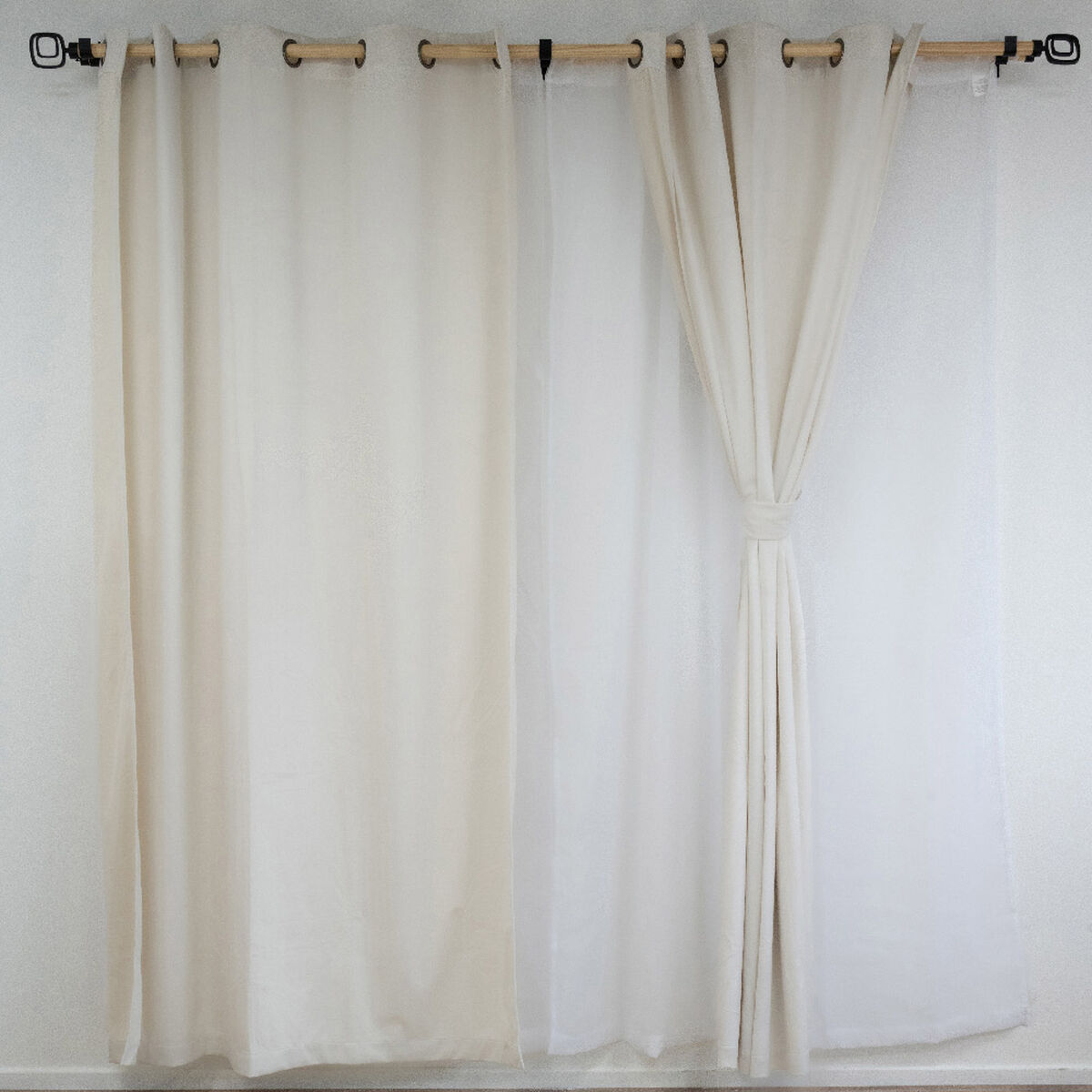 Set Cortina Doral Luciana 6 Piezas 140x220 cm Crudo