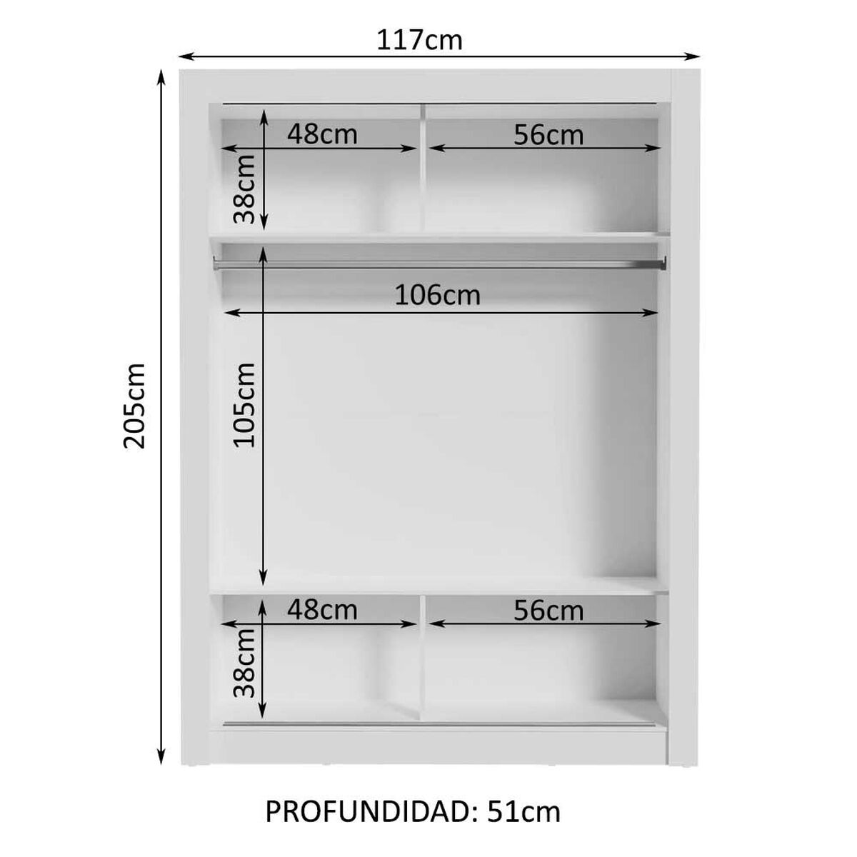 Closet Vekkahome Denver 2 Puertas Blanca