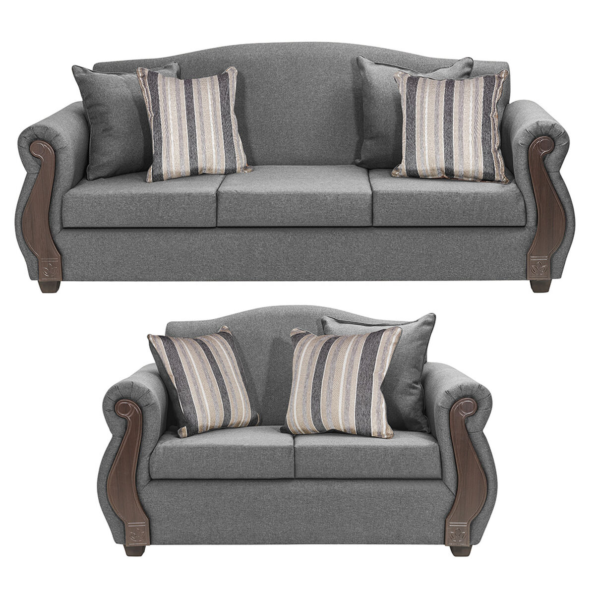 Juego de Living Innovamuebles New Bugambilia Sofá 3 Cuerpos + Sofá 2 Cuerpos Gris Claro