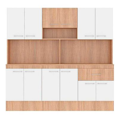 Mueble de Cocina Vekkahome Buck 1 Cajón 12 Puertas Café