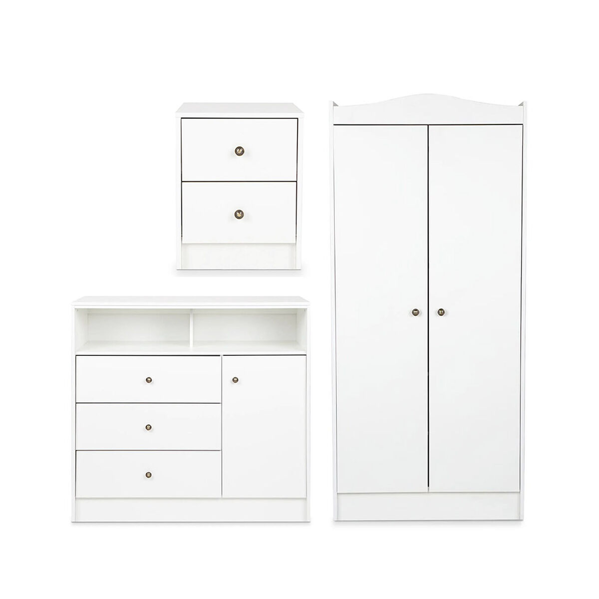 Combo Infantil Closet + C&oacute;moda + Velador + Ba&uacute;l CIC Blanco